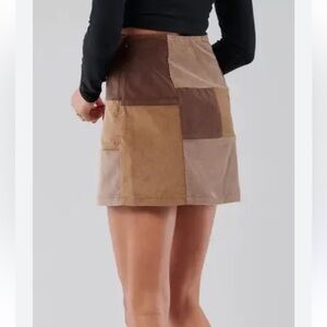 Hollister NEW WITH TAGS Ultra High Rise Brown Corduroy Patchwork Skirt